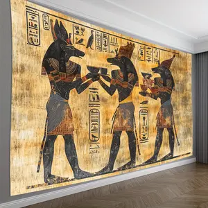 1pc, 3D Egyptian Hieroglyphics Wall Tapestry, Polyester, Vintage Style, Home & Office Decor, Party Decoration, Perfect Creative Gift, No Feather, No Power Required