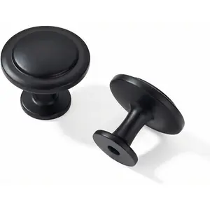 10 Pack 1-1/4 inch(32mm) Black Round Matte Black Drawer Knobs Zinc Kitchen Cabinet Hardware Knobs for Dresser Drawers