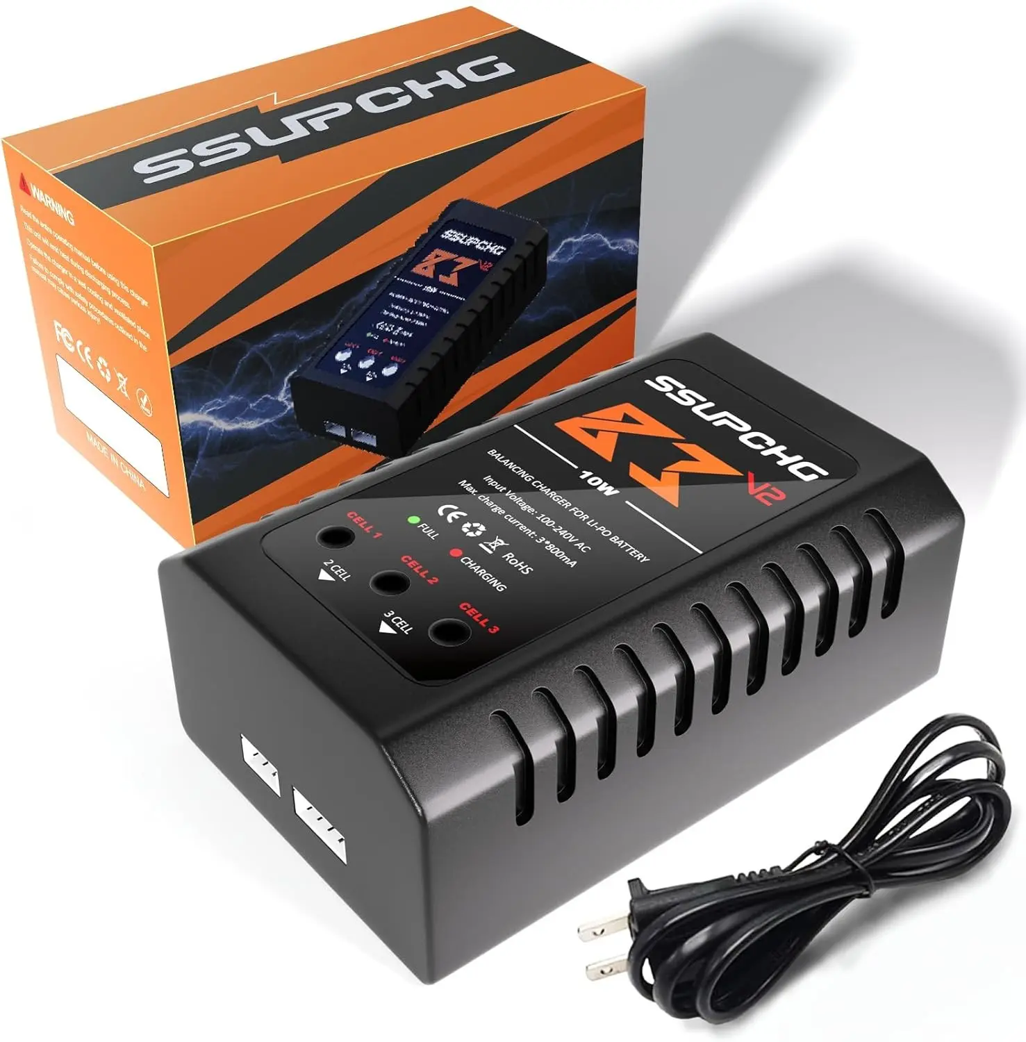 Battery Charger for 2S 3S LiPo Battery, Balance Charger for XHR Plug Battery, Lipo Charger for RC Toy & Model with Smart Chip