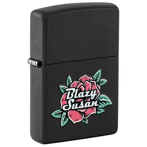 Zippo Blazy Susan Logo Design Black Matte Pocket Lighter - Made in USA