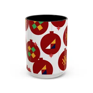Geometric Christmas Ornaments Mug | Accent Coffee Mug 11oz 15oz Ceramic Cup
