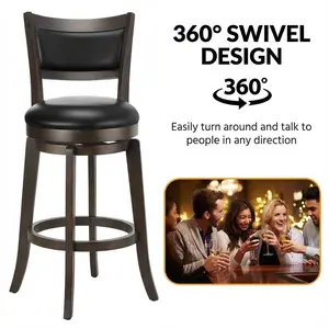 Trending 360° Swivel Bar Stools Set of 2 - 30" Height, 300 LBS Capacity, Premium Leather Wood, Classic Home Bar Upgrade