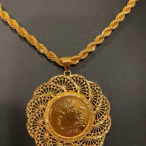 English Coin Pendant 21k Plated Gold  Design