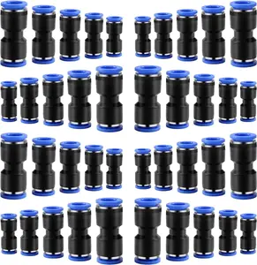 40 count Quick Connect Straight Push Connectors,5/32" 1/4" 5/16" 3/8" 1/2 inch OD Push-to-Connect fittings,Quick Release Pneumatic Air Line Hose Fittings Kit Connector for 4mm 6mm 8mm 10mm 12mm OD Tube