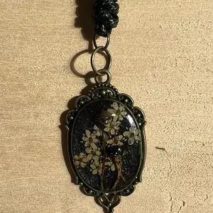 16-Michigan Mushroom Flower Necklace - Locally Foraged Mushrooms & Dried Flowers Natural Elements Jewelry for Nature Lovers Ideal for Casual Wear or Statement Piece