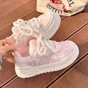 SweetWomenSneakersPinkKawaiiDesignFashionWomensSportsShoesCutePatchworkKoreanStyleCasualFemaleShoes