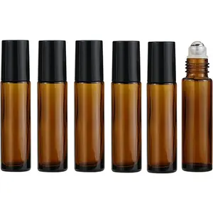 10ml Roller Bottles for Essential Oils, 6 count Glass Roll  Bottles, Refillable Perfume Bottle, with Stainless Steel Roller Balls