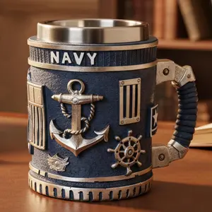 Military Themed 3D Mug, Resin & Stainless Steel Design, Reusable Coffee/beer Travel Cup, Perfect Gift for Boyfriend, Dad, Military Enthusiasts