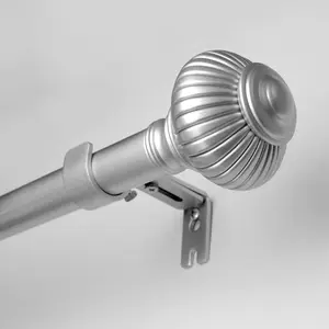Decorative Vintage Window Curtain Rods 16-48 Inches, Adjustable Drapery Rods for Living Room, Bedroom, Silver
