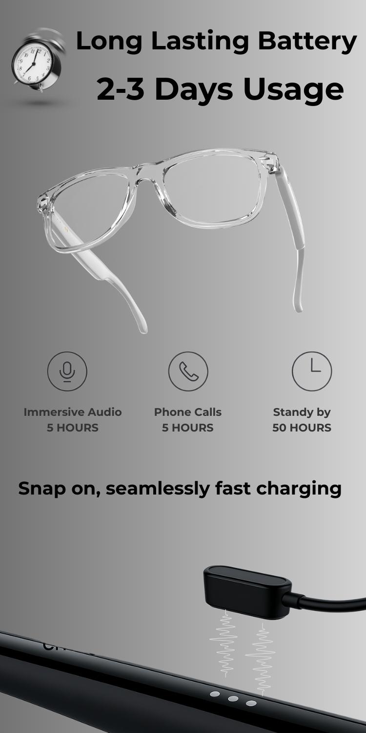 Bluetooth smart glasses Immersive HD Calls & Lossless Audio Experience | 50Hr Playtime & IPX4 Sweat/Water Resistance | Magnetic Charging & Smart Touch Control | Ultralight 30g Frame, Unisex Design for Gym, Office & Street Style