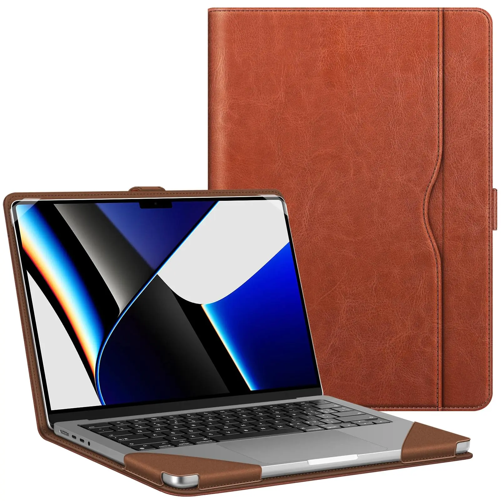 Fintie Sleeve Case for MacBook Pro 14 (M5/M4/M3/M2/M1 Chip), Apple Laptop PU Leather Folio Cover with A Pocket and Magnetic Buckle, computercase