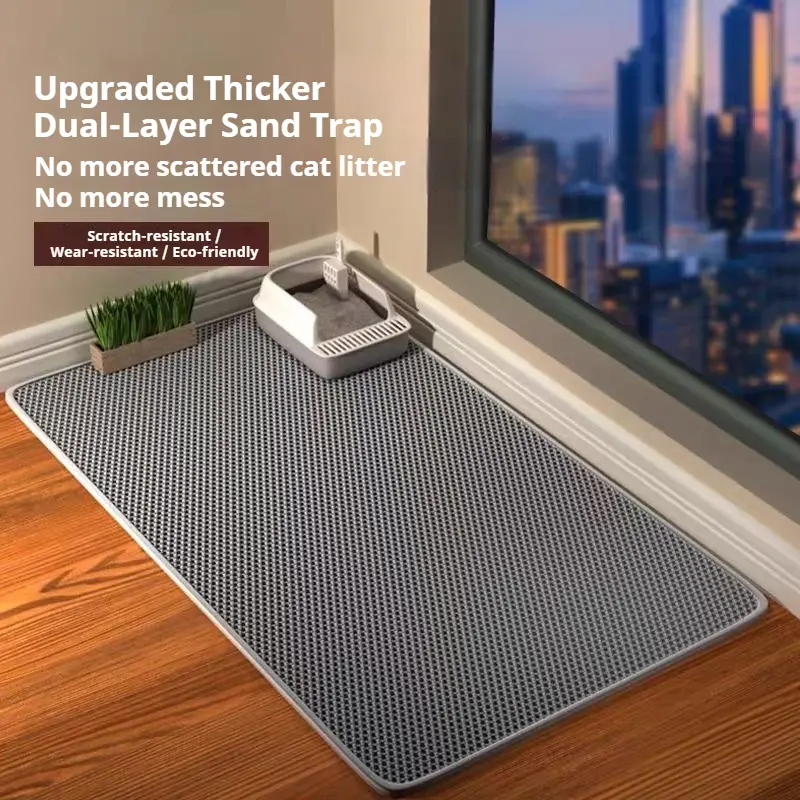 【Clearance Deal】Honeycomb EVA Foam Dual-Layer Cat Litter Pad, Anti-Slip Base, Prevents Litter Scatter & Mess, Easy-Clean Washable Pet Toilet Solution for Cats