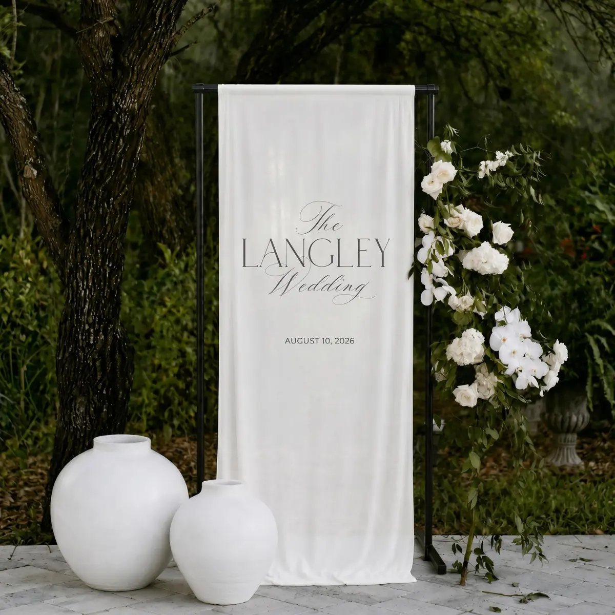 Personalized Cotton Linen Wedding Welcome Sign, Custom Linen Wedding Banner, Elegant Bridal Shower Decor, Minimalist Ceremony Entrance Sign, Engagement Party Backdrop Banner
