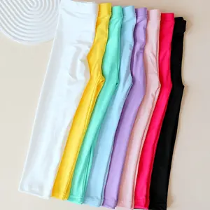 8-Pack Girls Solid Color Leggings Candy Color 3/4 Length Leggings Stretch Polyester and Spandex Material Hand Wash Only Knitted Fabric Girls Fashion Four Seasons Wear