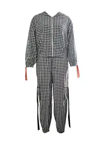 Two-Piece Set Women's Plaid Print Zip Up Hooded Jacket & Cargo Pants, Street Fashion Casual for Daily Wear, Ladies Spring & Fall Clothes, Suits