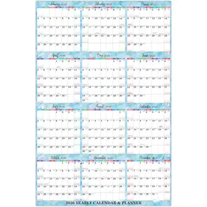 2026 Yearly Wall Calendar - 2026 Calendar (Jan 2026 - Dec 2026), 34.7" x 22.9" Open Size, 2026 Wall Calendar Thick & Writable Paper, Vertical Layout with Highlighted Holidays Design, Includes Julian Dates for Organizing Life & Work - Gradient Blue