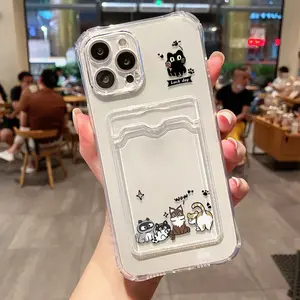 Cute  Cat  Case For Samsung S25 Ultra S23 S24 FE A56 5g A55 A16 A25 A36 A54 A53 A26 A25 Wallet Card Holder Bag Cover clear 15 waterproof protective tpu slot shockproof decorative  protector cover luxury Pink Phone iphone17 pro