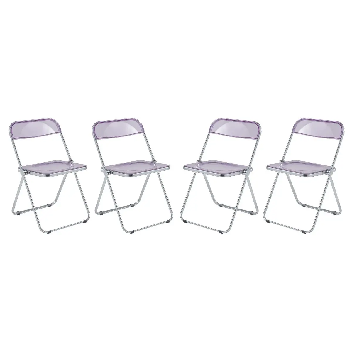 LeisureMod LF19TBL Lawrence Without-Arms Fully Assembled Acrylic Folding Dining Chair - Metal Frame, Transparent Black, 30" H x 19" W x 18.5" D, 17.4 lbs, Easy Maintenance, Clean Design, Ideal for Small Spaces & Kitchens, Dining Chairs