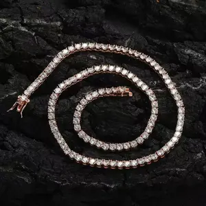 9114 Neon Glow Stone Link Necklace Hip Hop Party Essential  Iced Out Zircon Tennis Chain Unrivaled Brilliance Iconic Design Secure All-Day Wear