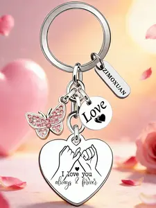 Heart-Shaped Keychain, Valentines Day Christmas Gift, Letter Pattern Exquisite Design, Unisex Accessory for Daily Use & Special Occasions