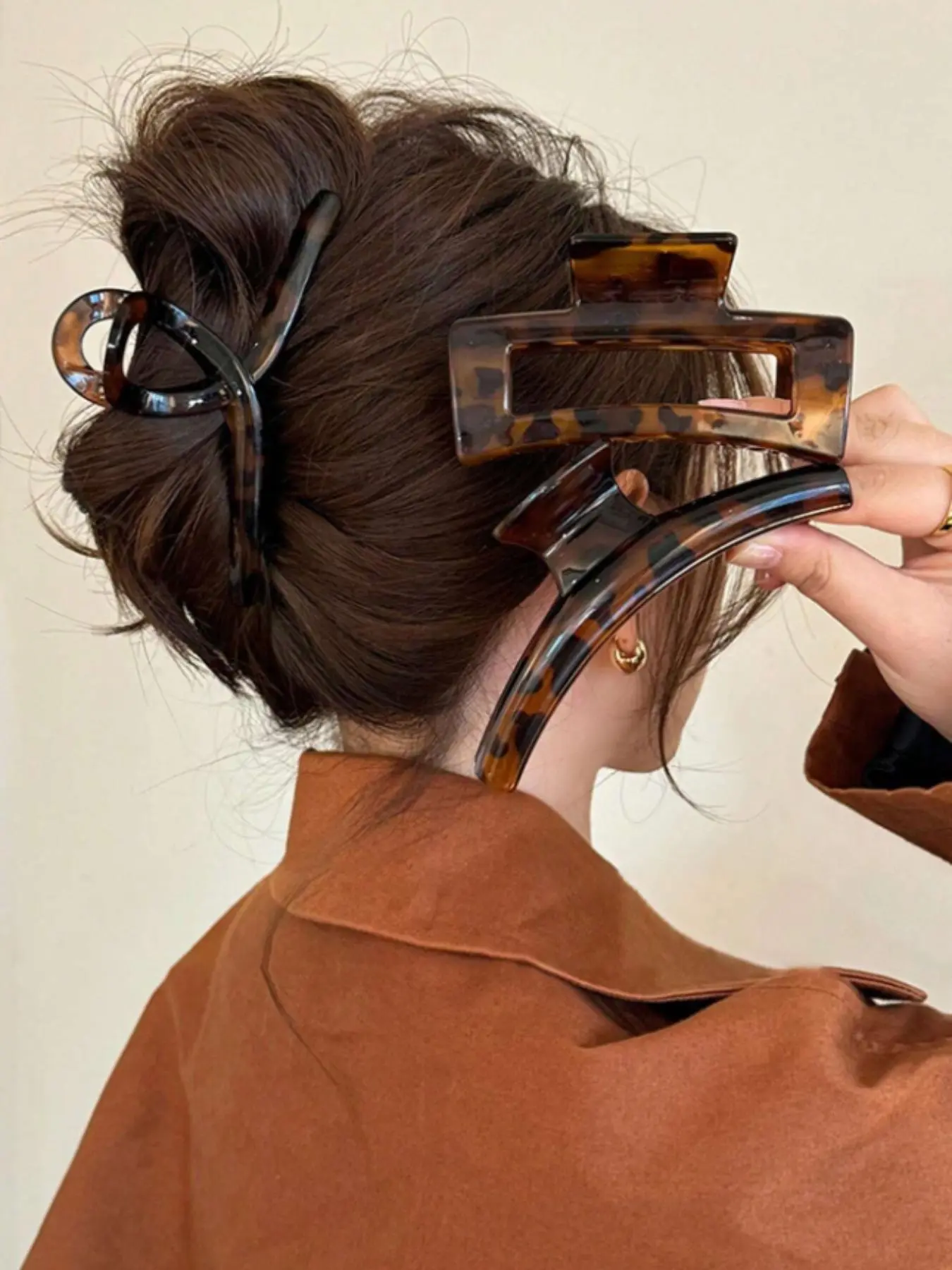 Trendy Tortoiseshell Pattern Hair Claws, Hair Claw Clips, Elegant Fashion Hair Accessories for Women & Girls, Minimalist Headwear Suitable for Thick Hair, Hair Clip Set