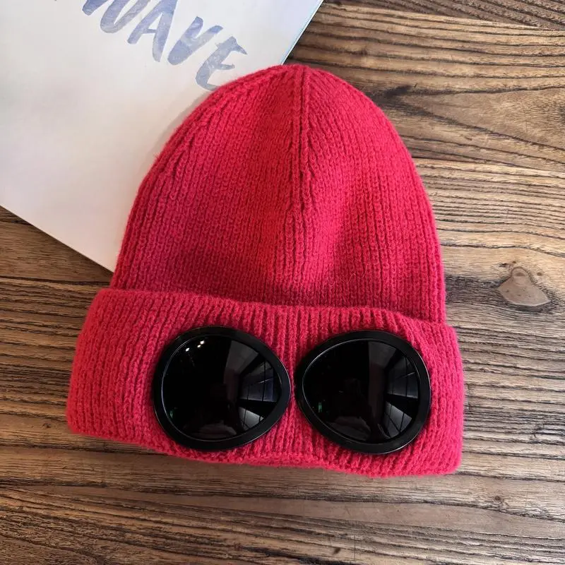 Unisex Tie-Dye Cotton Beanies - Winter Windproof Cold-Weather Outdoor Hat with Built-In Glasses and Face Cover
