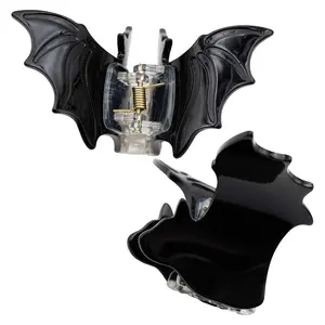 Bat Med Hair Claw Clip Set Black