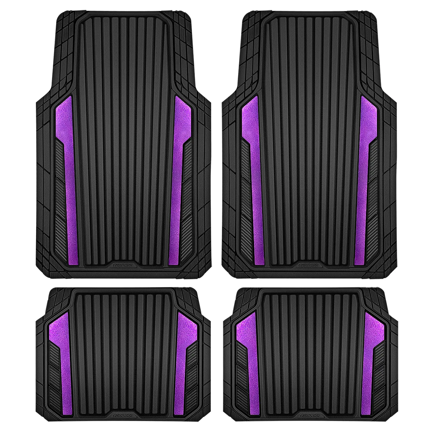 Black and Purple Sporty Rubber Car Floor Mats