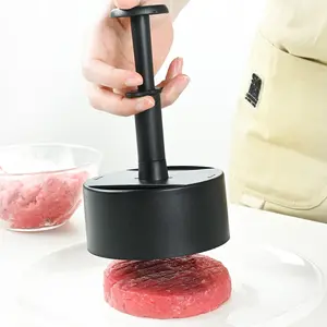2 sets of food-grade plastic round pressing-type hamburger meat presses, household meat patty pressing kitchen manual non-stick meat press, easy to press, one press for shaping, spring pressing.