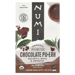 Numi Tea Organic Pu-Erh Tea, Chocolate Pu-Erh, 16 Non-GMO Tea Bags, 1.24 oz (35.2 g)