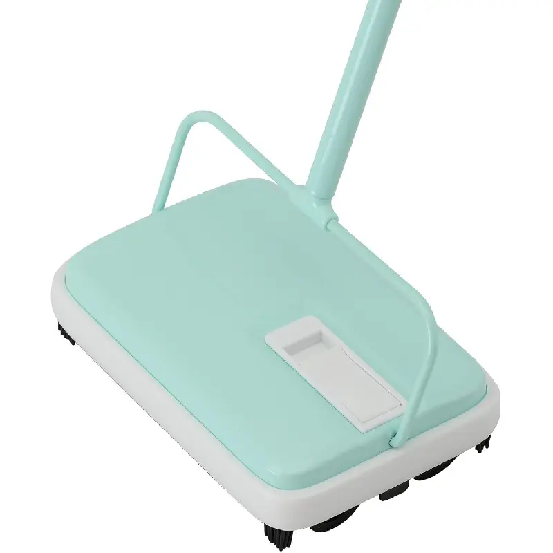 Carpet Sweeper, Mini Size Lightweight Hand Push - No Noise, Non-Electric, Easy Manual Sweeping Only for Carpet Cleaning (Mint)