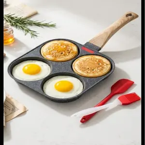 4-Cup Egg Pan Nonstick, and Granite Egg Frying Pan, Versatile Breakfast Skillet for Eggs, Pancakes, Plett, Crepes, Compatible with Gas Stove and Induction Cooktop Cookware