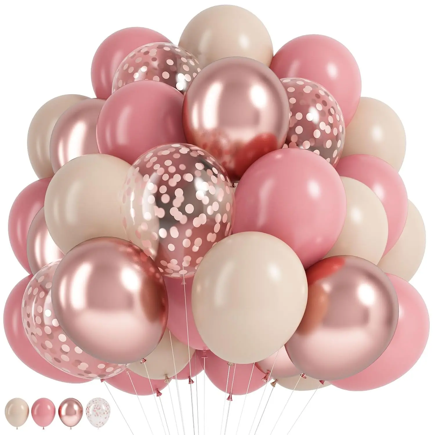 Dusty Blush Pink & Rose Gold Balloon Set for Boho Birthdays, Baby Showers & Mother’s Day Decor