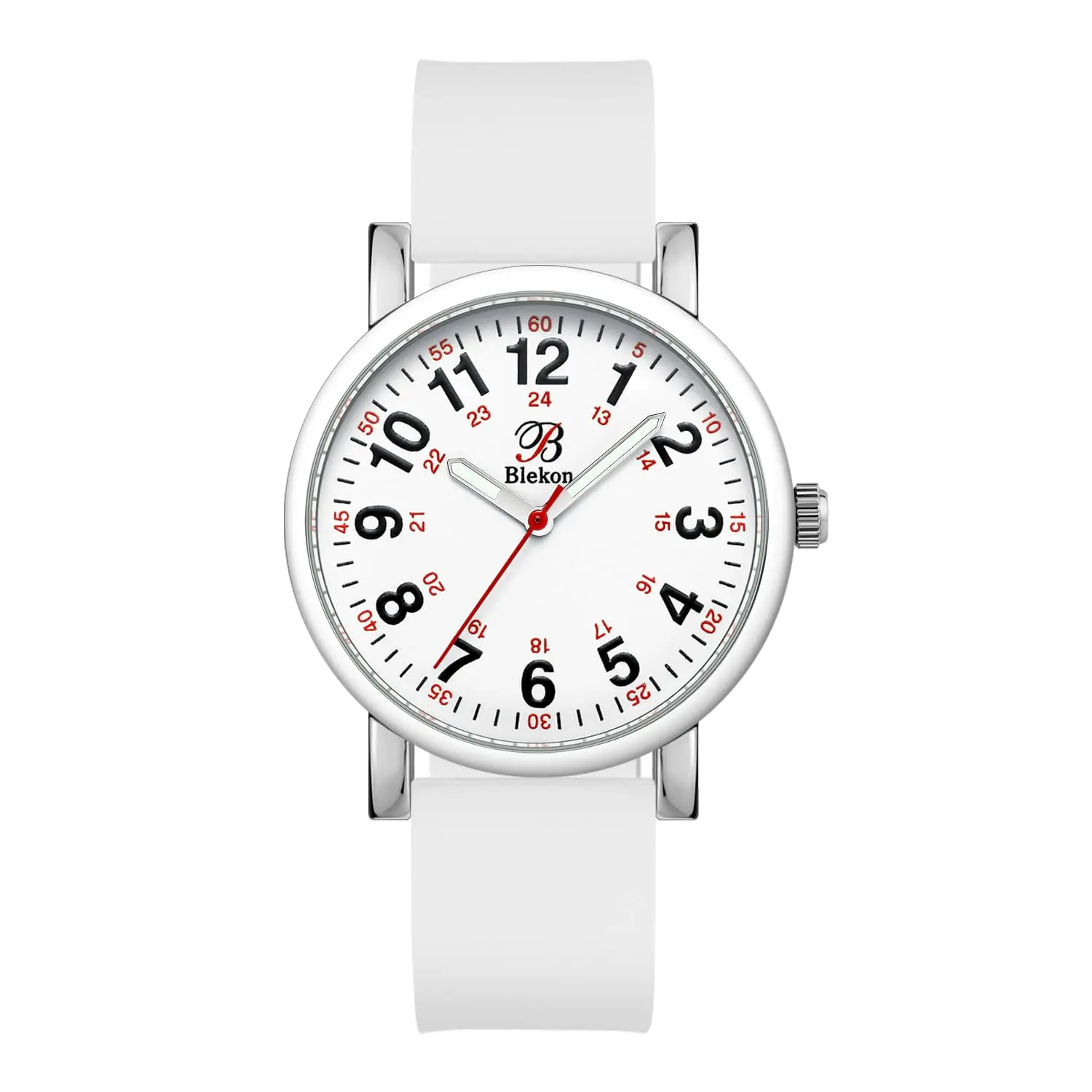 Blekon Original Nurse Watch with Second Hand – Nursing Student Essentials Work Watches for Women, Clip-On Analog Wristwatch for Nurses & Medical Students with Sweeping Secondhand (White)