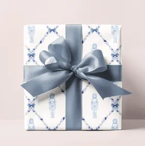 Nutcracker Blue Trellis Wrapping Paper Roll