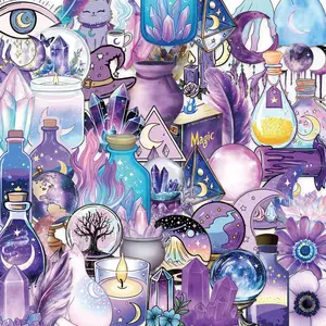 Magic Witch Themed Sticker, 50pcs/set Colorful Self Adhesive Decorative Stickers, DIY Decals for Water Bottle, Laptop, Phone Case, Scrapbooking, Journal Making, Screen Protector
