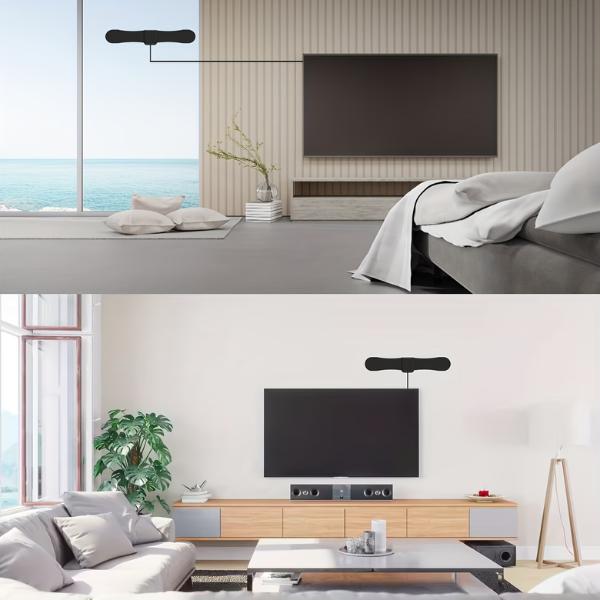 2025 Ultra Thin TV Antenna – Long Range Indoor Digital Antenna for Smart & Older TVs with High-Gain Coaxial Cable