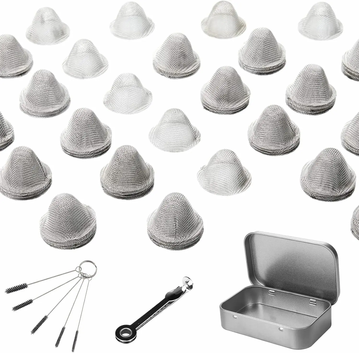 60 Pieces 1/2 Inch Stainless Steel Mesh Clean Screens Tapered