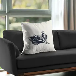 Begin Home Decor C1PT2626X632J2 26 x 26 in. Blue Horse Conch Seashells Gray Poly Twill Pillow Insert - Home Decor