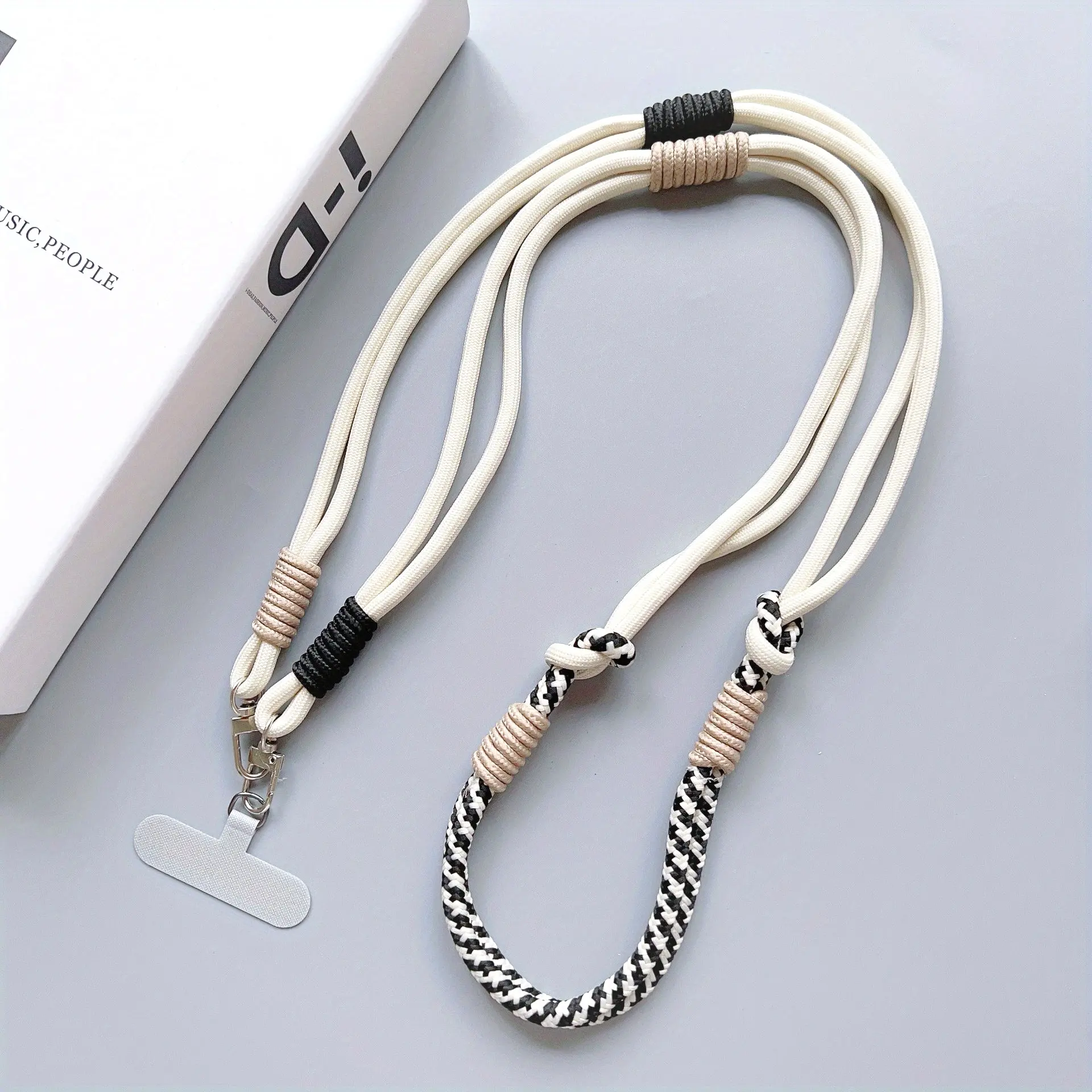 1pc Fashion Dual-Color Woven Universal Phone Lanyard |   Durable, Anti-Theft, Long Crossbody Strap with Rotating Buckle, Suitable for Mobile Phones/ID Additions, Made of Polyester Fiber