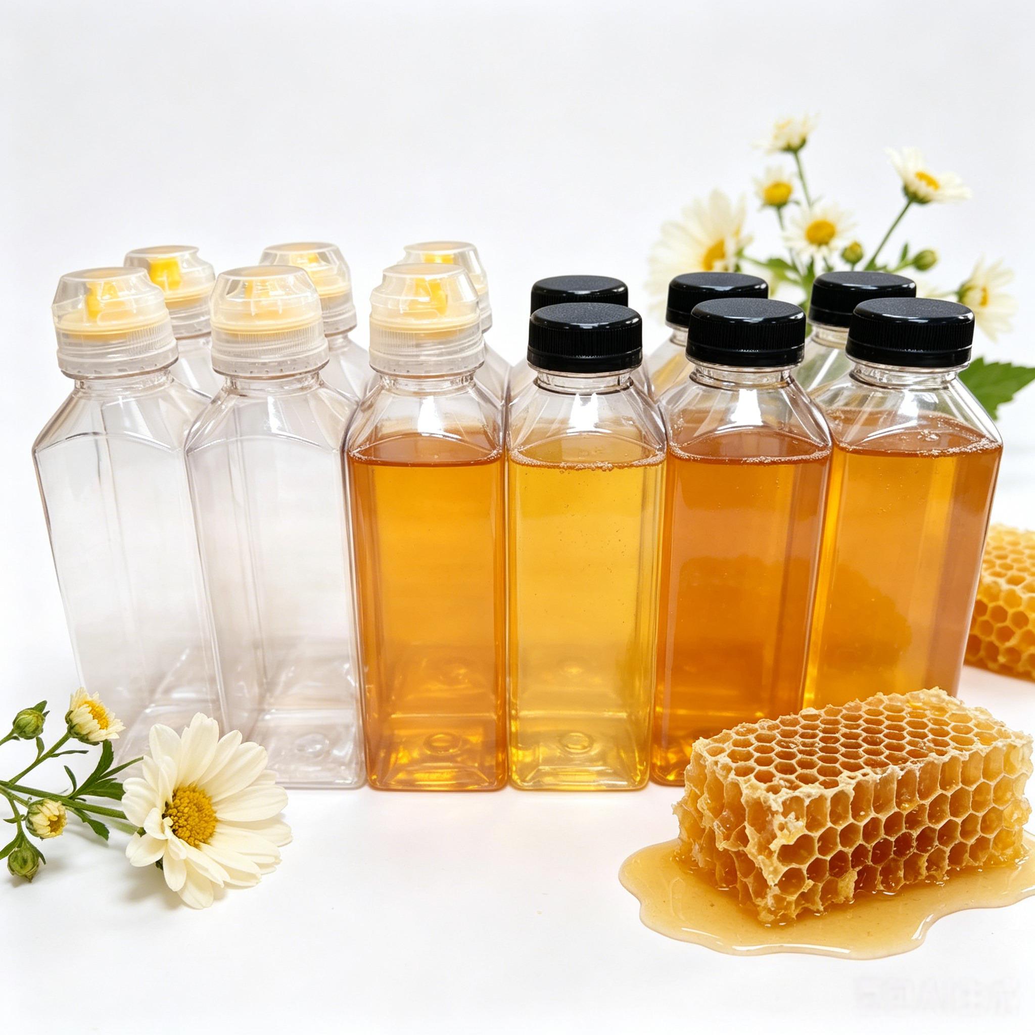 12-Pack Large-Capacity Refillable Square Plastic Storage Bottles & Canisters Set, 16oz BPA-Free with Leakproof Screw Lids, Transparent Flexible Squeeze Tubes, Silicone Spouts, Dual Canister Brush for Juicing, Homemade Drinks
