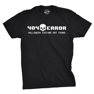 404 Error Costume Not Found T Shirt Funny Halloween Nerdy Internet Tee Mens Funny T Shirts Cool Vintage Fashion T-Shirt Gift Classic Menswear Halloween Apparel for Men Funny Meme Short Sleeve Novelty Tees for Black