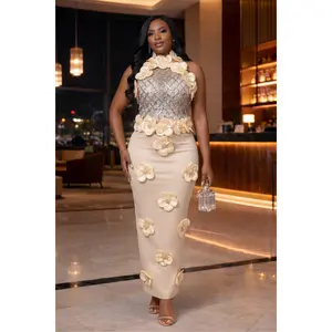 Rose 3D Dress | Beige