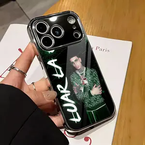 PIKPAKA Popular Music Rapper Singer L-luar La L Protective Phone Case For iPhone 17 16 15 14 13 12 Pro Max Plus Electroplated Metal Bumper Case Ultra-Slim Tempered Glass Back Shockproof Anti-Scratch Luxury Armor Fashion Case