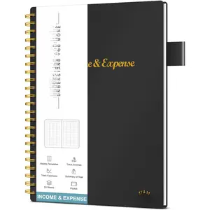 Income & Expense , Accounting Bookkeeping Ledger Book for Small Business -Accounting Ledger Record Notebook with Pocket, Man & Women, 53Weeks(8.5"x5.5"),Black