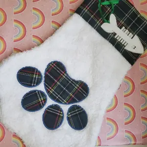 Green Plaid Dog Paw Stocking