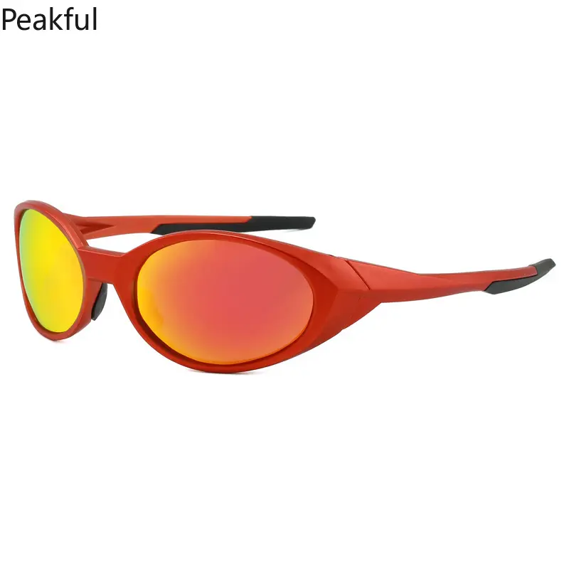 Vibrant Gradient Oval Wrap Sunglasses, Popular Retro Sports Mirror Shades, UV400 Protection Lightweight Y2K Eyewear, durable impact-resistant frame & eye-catching reflective lenses, great for outdoor workouts, weekend hangouts, photoshoots