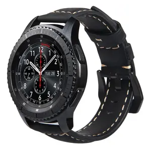 1 Piece of Crazy Horse Pattern Leather Casual Business Sports Strap 18mm 20mm 22mm Suitable for Huawei/Xiaomi/Samsung/Garmin Series Smart Watches Watch Accessories Watch Strap