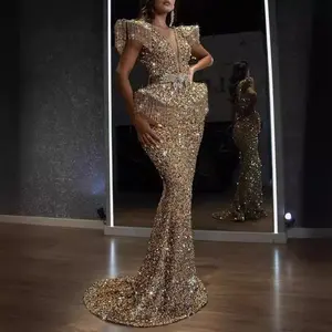 Sexy Women’s Formal Banquet Dress with Sequins, Fringe, and a Hip-Hugging Skirt
