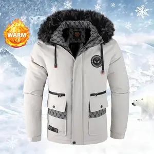 Men's Comfortable Fleece-Lined Hooded Jacket Cotton Coat Thick Warm Winter Snow Ski Riding Machine Washable Multiple Colors Available Cold Weather Insulated Jacket